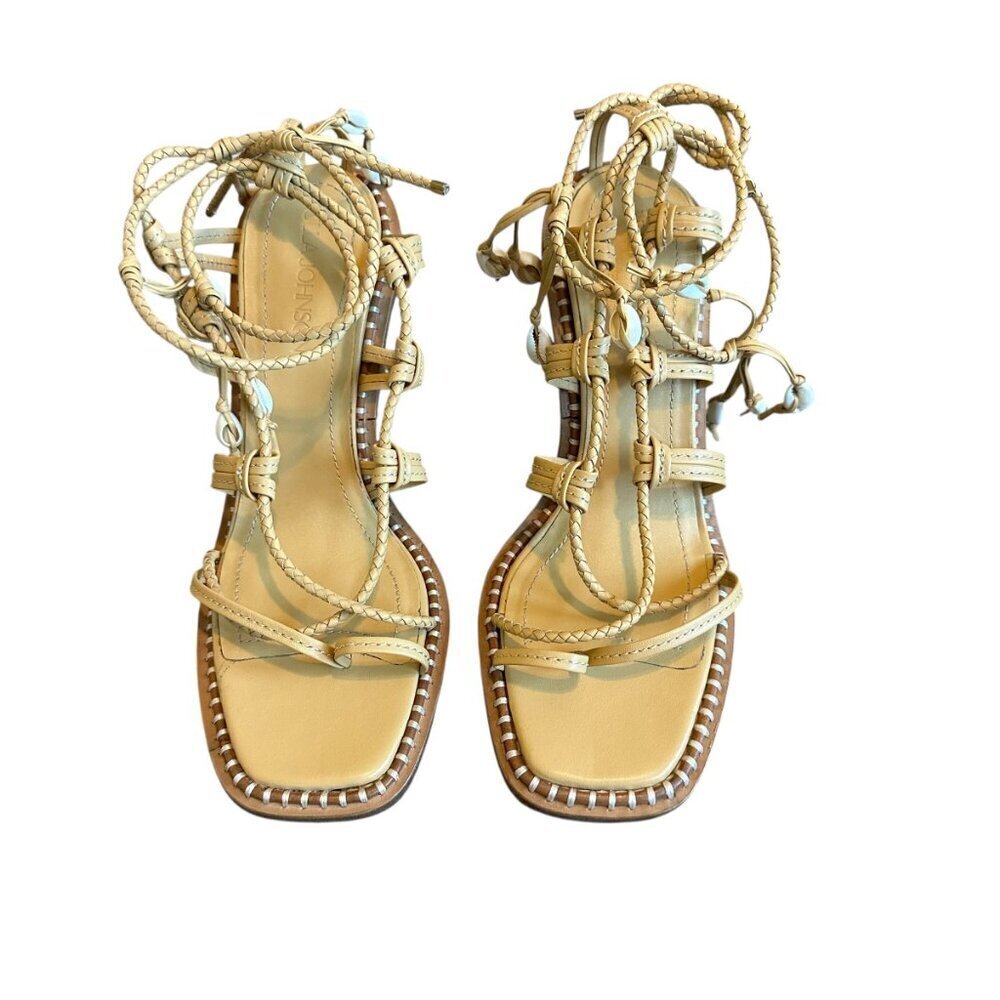 Ulla Johnson Cora High Heel Ankle Strap Sandals Seashell Leather Size 40 9.5 - Picture 4 of 15
